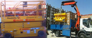 Transporte y descarga de plataformas elevadoras.